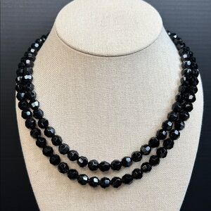 Vintage Western Germany Black Glass Necklace